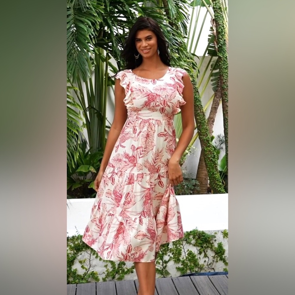Ella by Rafaella Floral Linen Blend Midi Dress Size 3X
